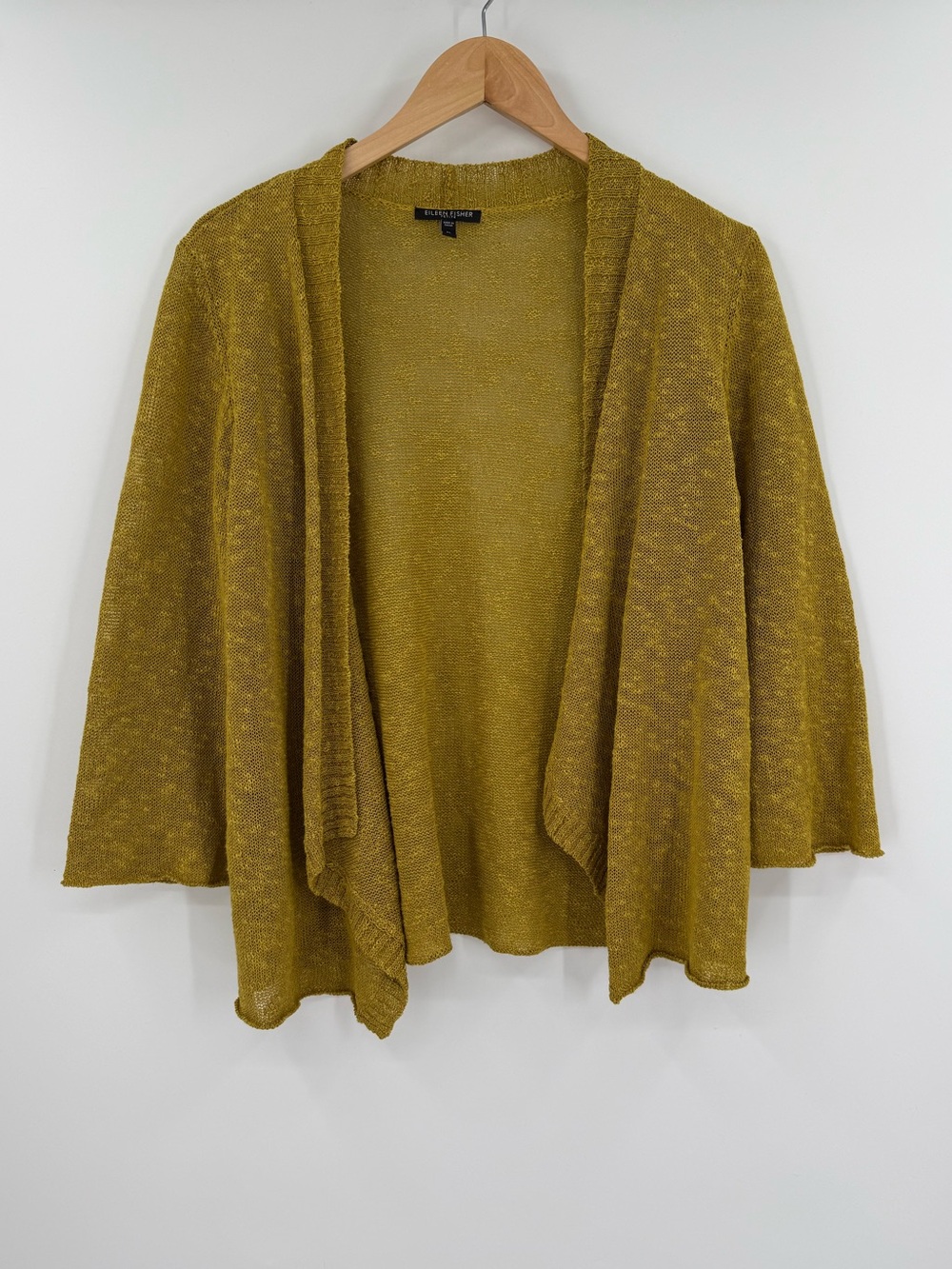 Eileen Fisher Open Front Linen Blend Cardigan | Chartreuse | Petite Large